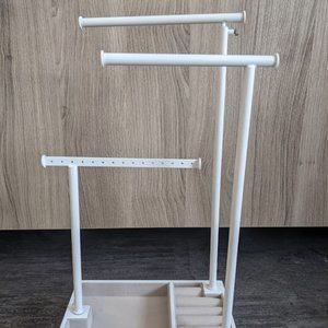 NEW Jewelry Tree Stand With Drawer All White Organize 3 Pole Tree Love-KANKEI